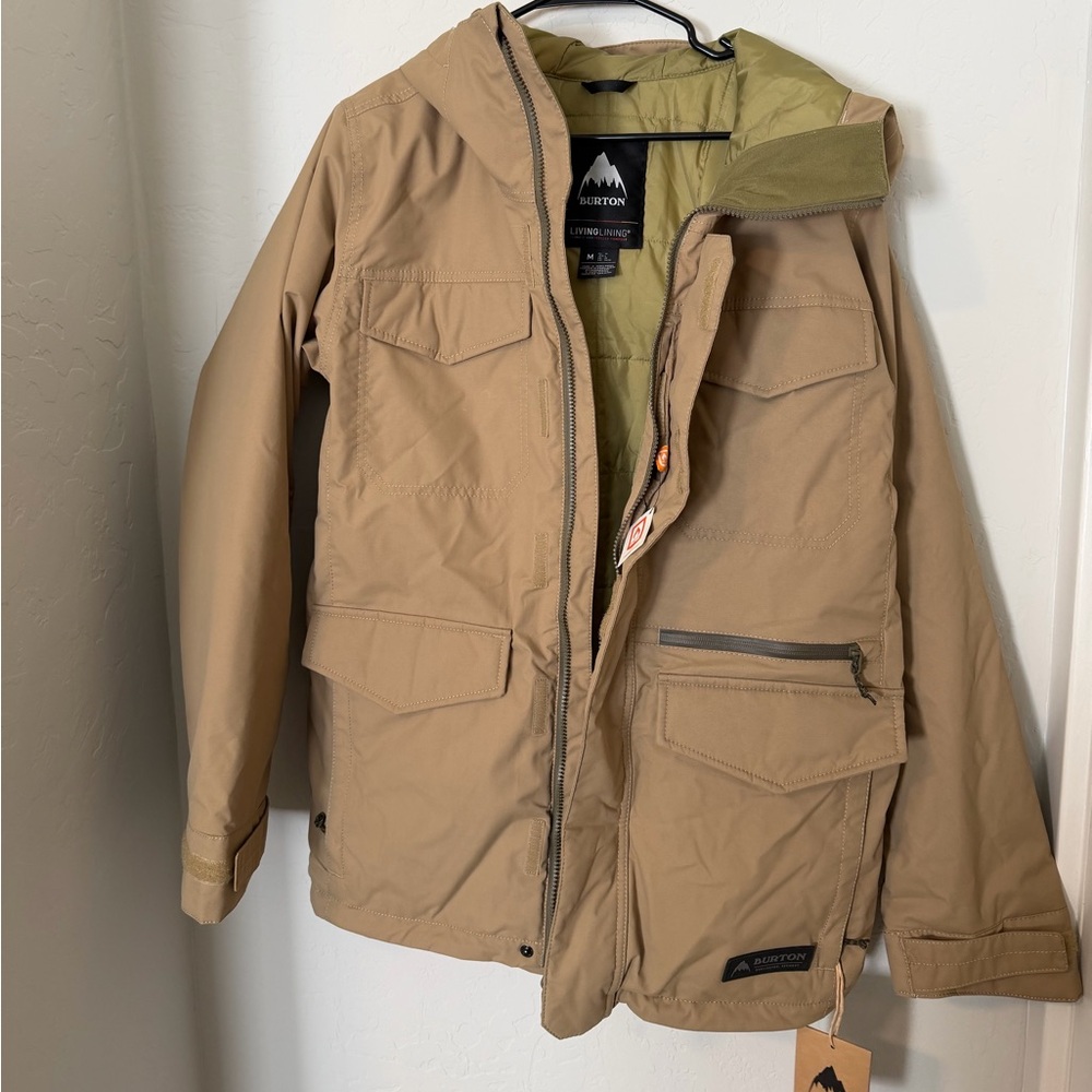Burton Men's Covert Khaki Hooded Snow Jacket - Picture 3 of 6